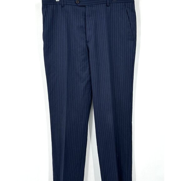 STAFFORD 2 piece suit separates pinstripe navy blue 100% wool classic 42L 36W - Picture 6 of 15